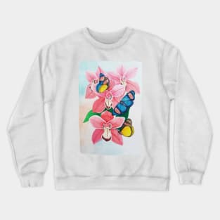 Watercolor Botanical Painted Beauty Butterfly Crewneck Sweatshirt